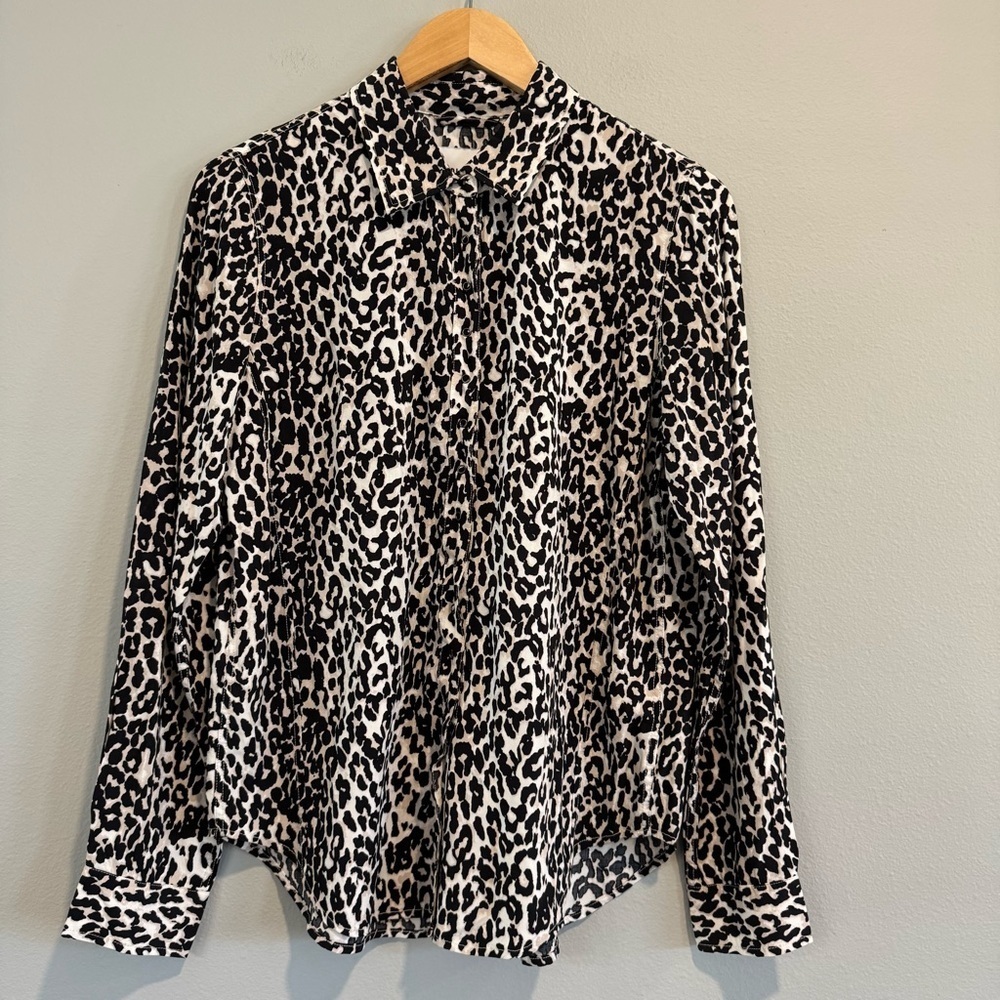 Pistola Button Up Shirt Leopard Print Long Sleeve Relaxed Fit Casual Office XS